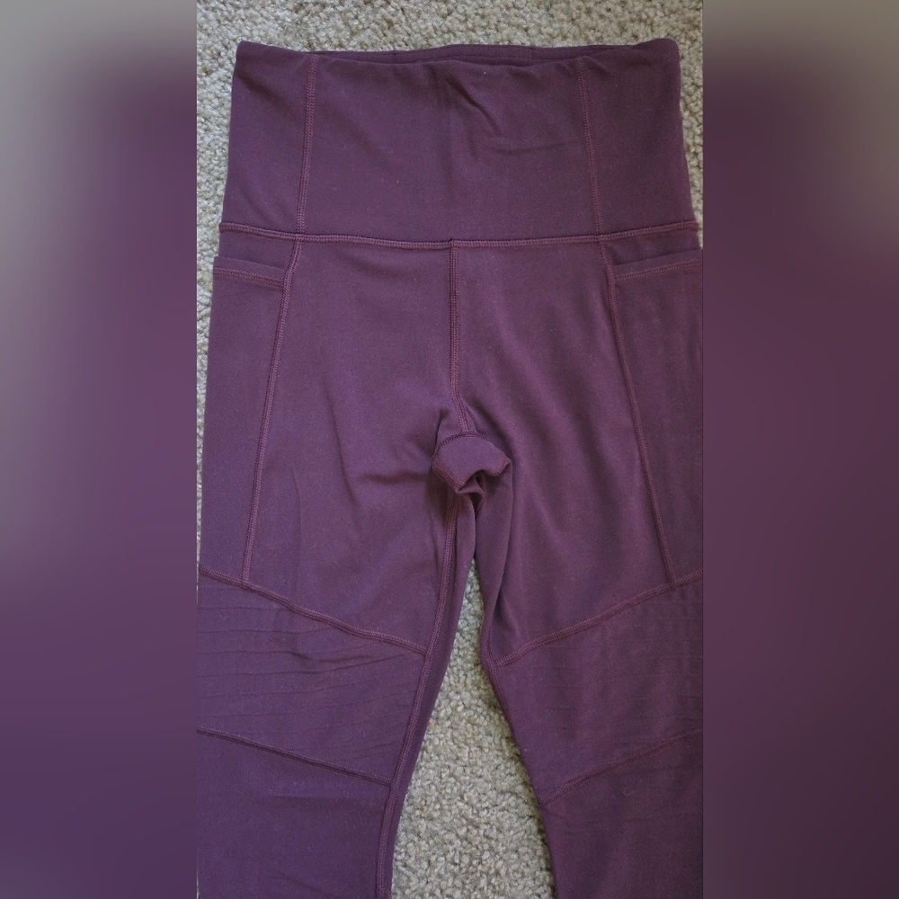 Athleta Inclination Moto Tight High Rise Burgundy Leggings Size XS - Picture 4 of 11